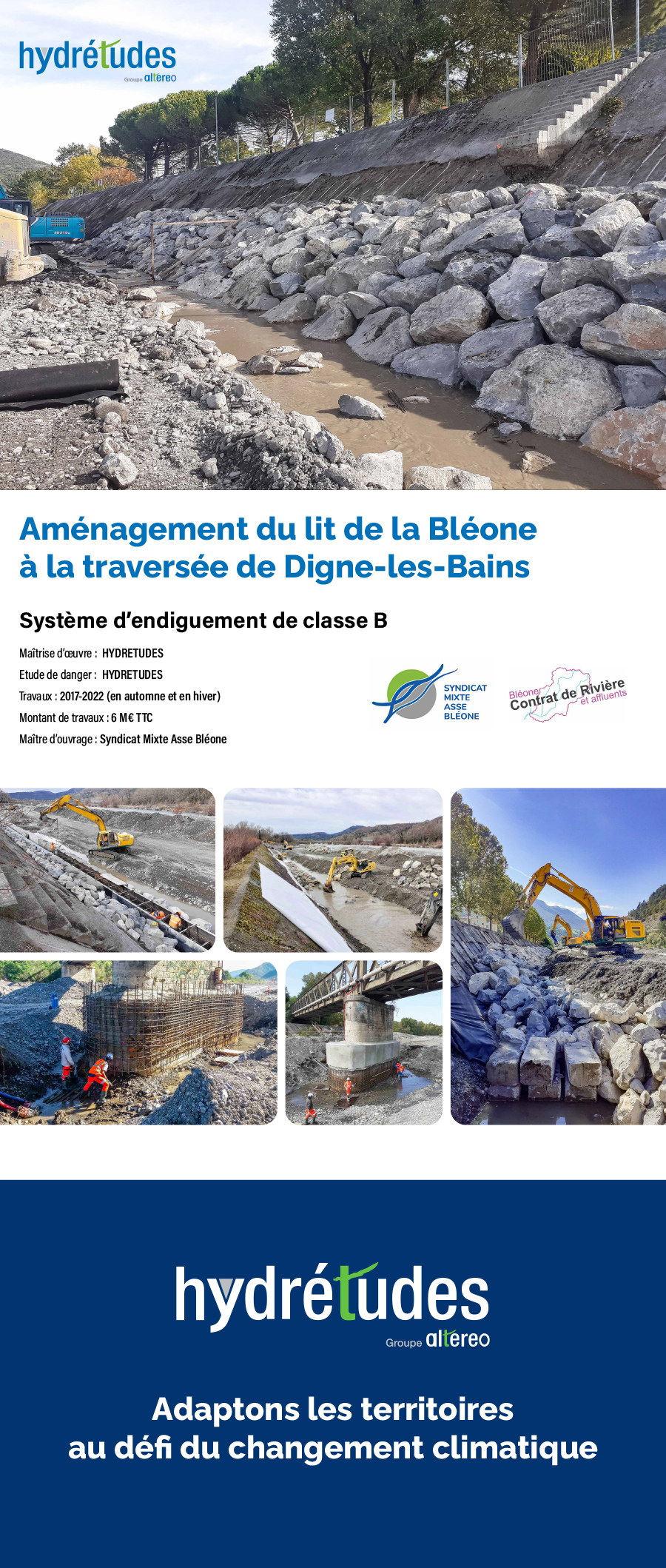 Hydrétudes projet d'aménagement du lit de la Bléone à la traversée de Digne-les-Bains