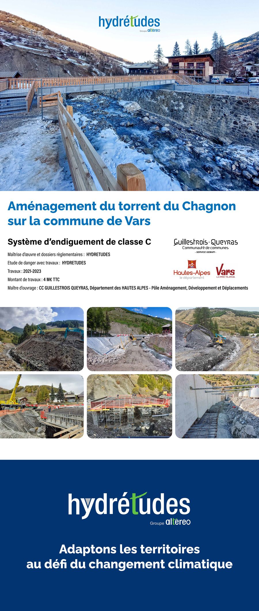 Hydrétudes projet d'aménagement du torrent du Chagnon sur la commune de Vars