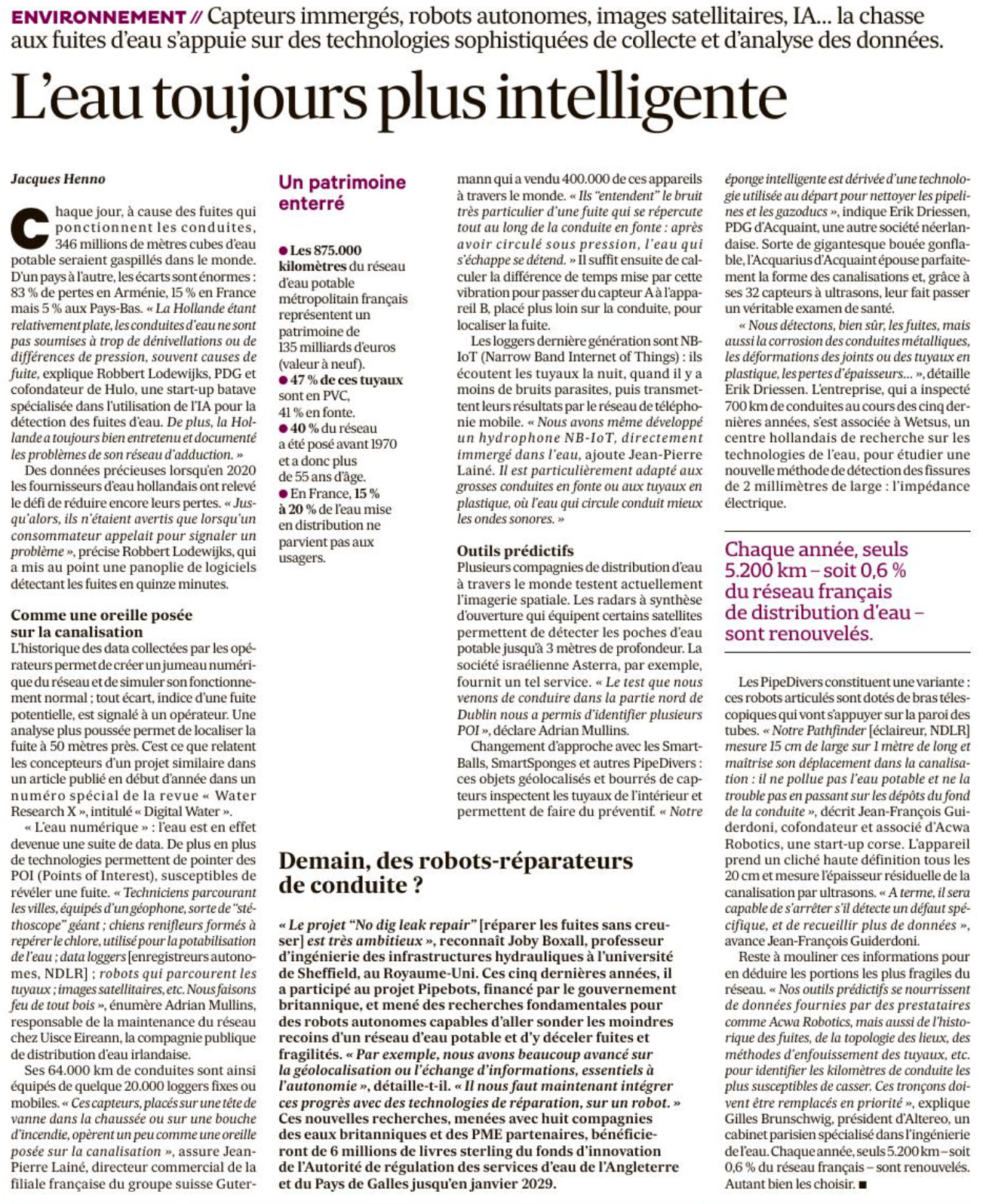 L'eau toujours plus intelligente - Les Echos - Altereo